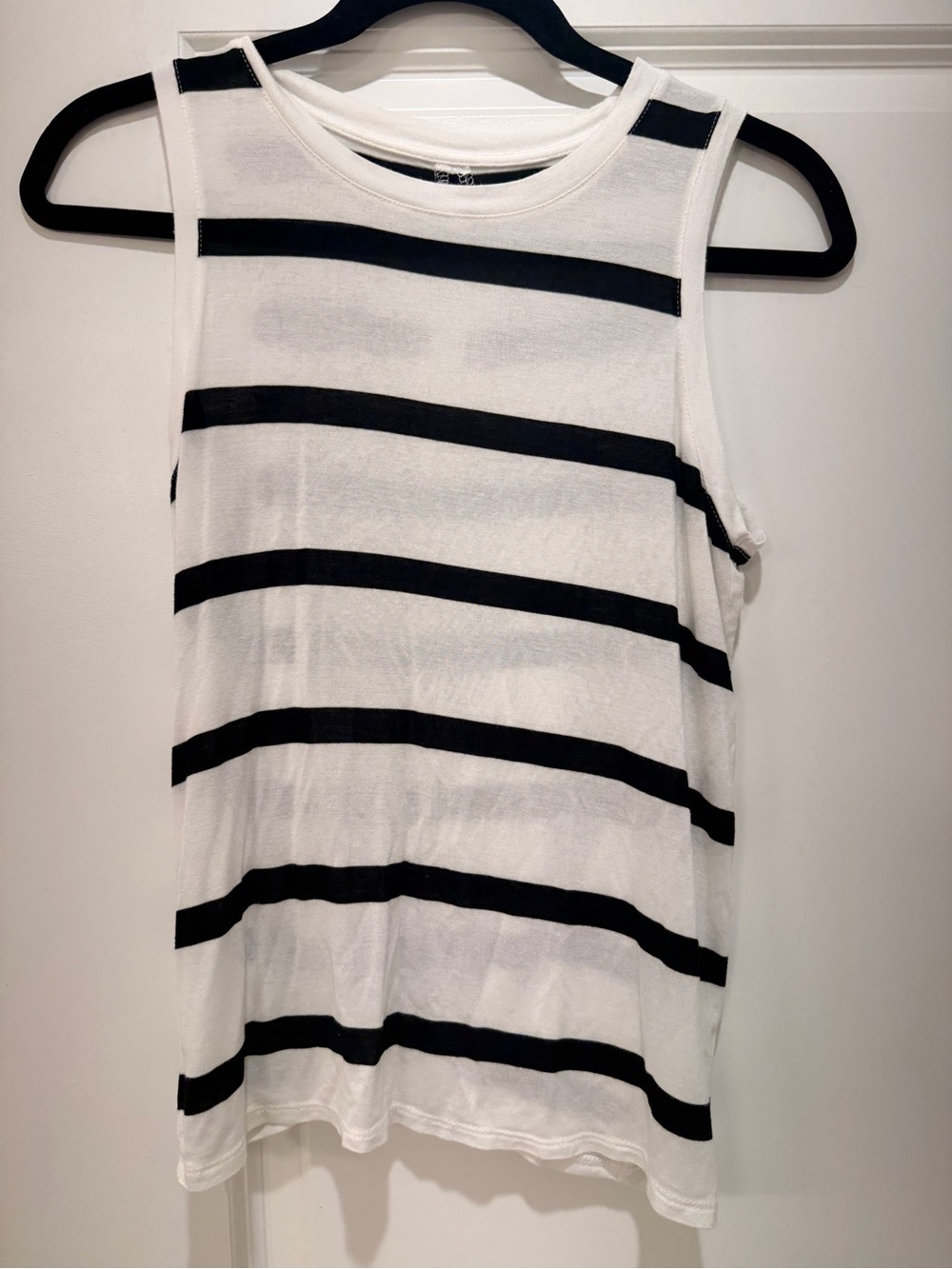Halogen White Tank Top with Black Stripes